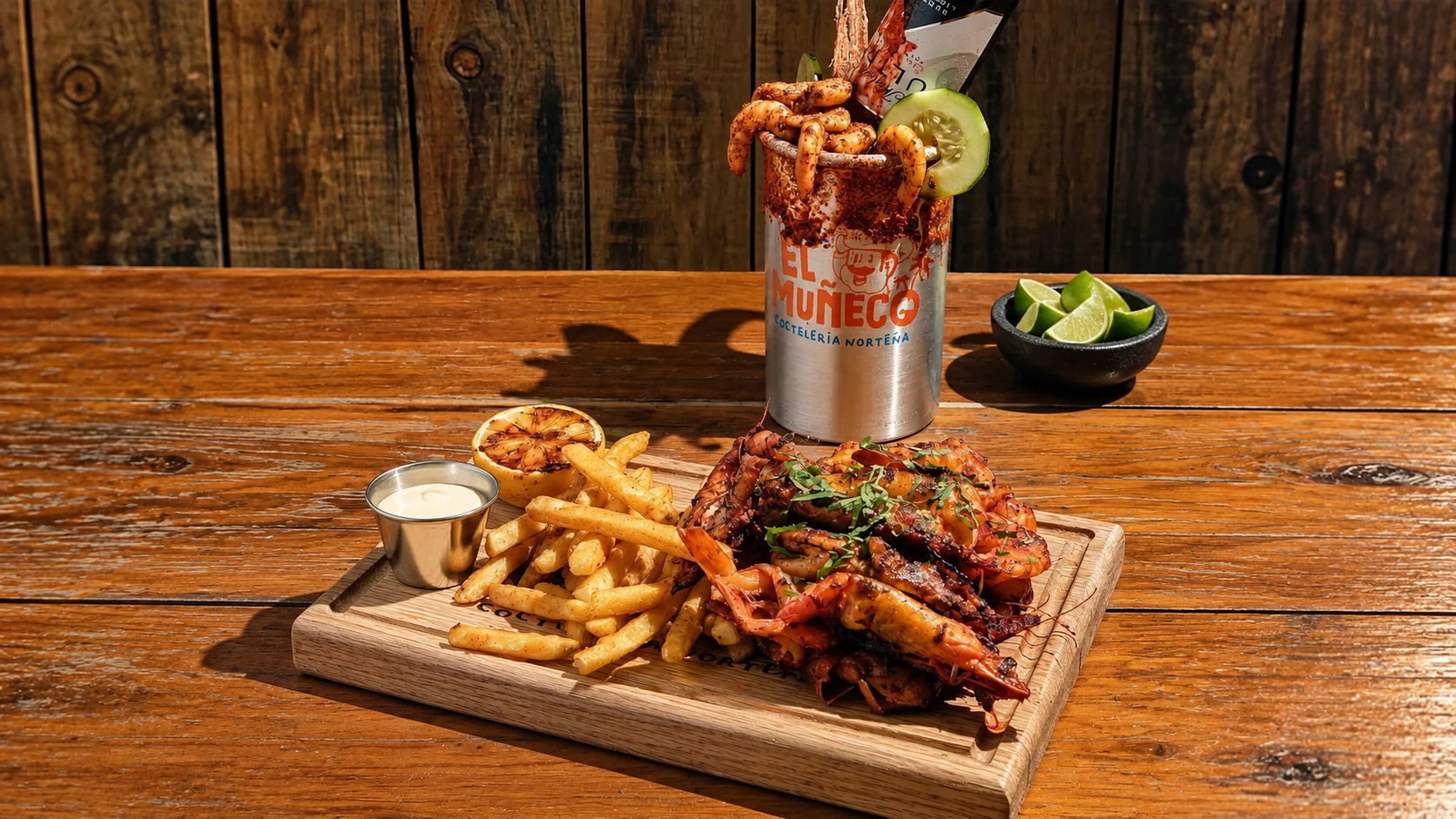Camarones asados y cóctel norteño de El Muñeco